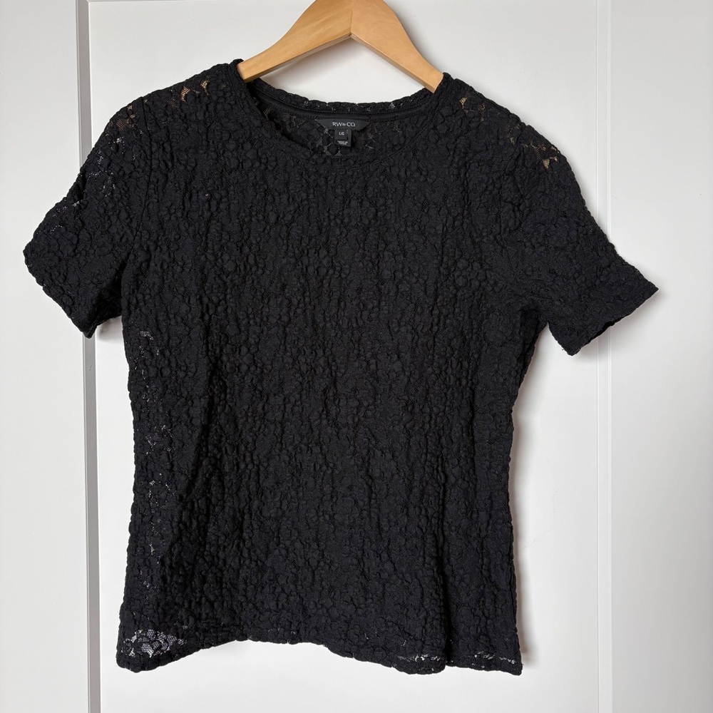 Black Lace Women Top Sheer embroidery